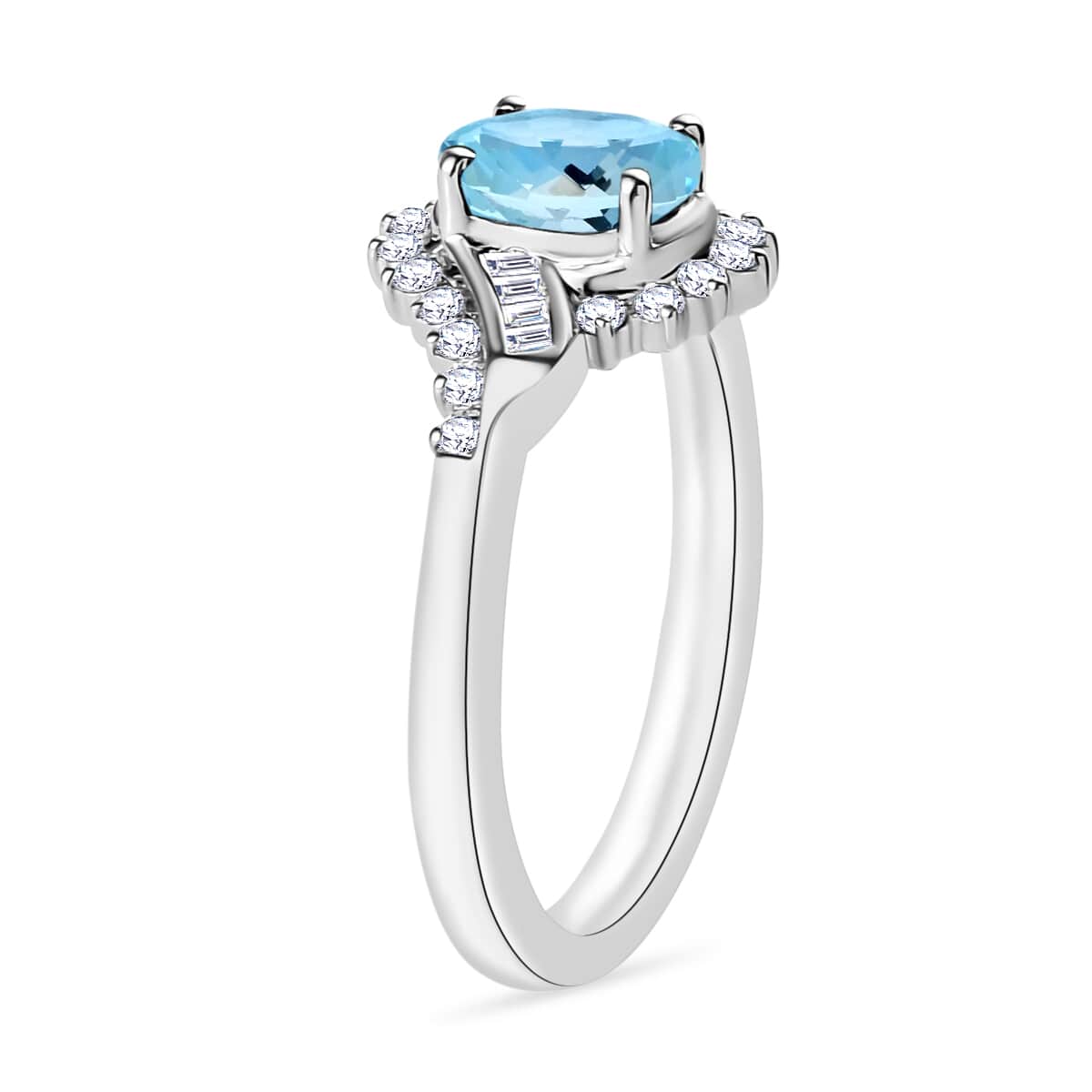 Luxoro Premium Mangoro Aquamarine and G-H I1 Diamond Ring in 14K White Gold (Size 10.0) 1.06 ctw image number 2