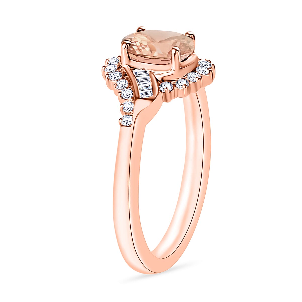 Luxoro Premium Pink Morganite and G-H I1 Diamond 1.06 ctw Ring in 14K Rose Gold (Size 8.5) image number 2