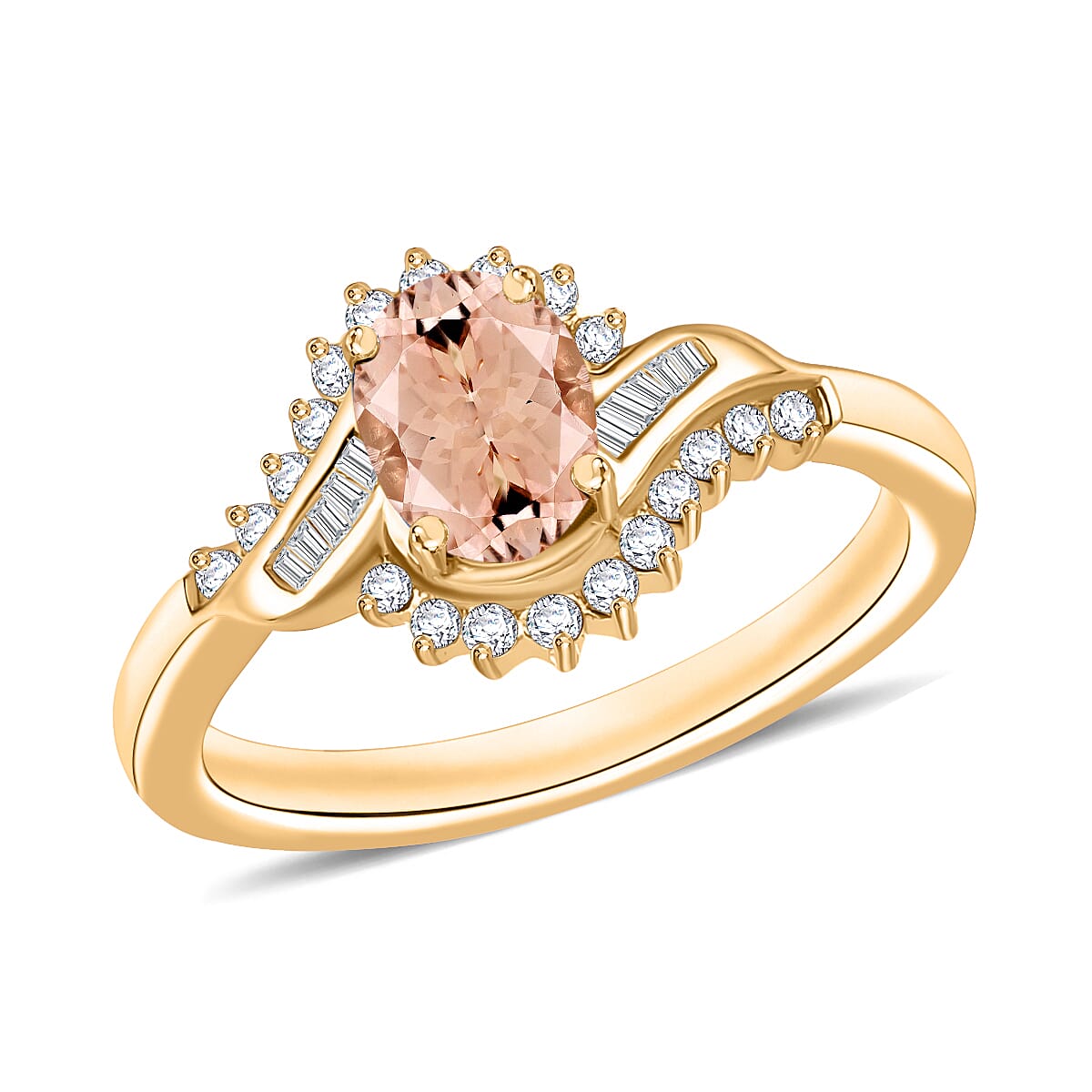 Buy Luxoro Premium Pink Morganite and G-H I1 Diamond 1.06 ctw Ring