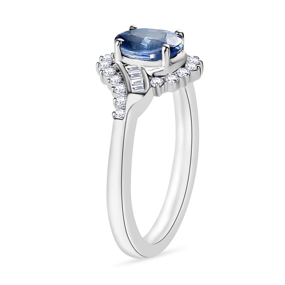 Luxoro Premium Kanchanaburi Blue Sapphire and G-H I1 Diamond Ring in 14K White Gold (Size 10) 1.25 ctw image number 2