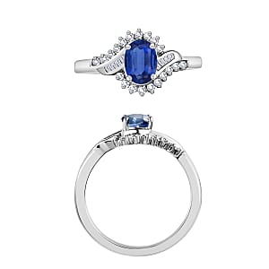 Luxoro Premium Kanchanaburi Blue Sapphire and G-H I1 Diamond 1.25 ctw Ring in 14K White Gold (Size 10) 1 (Del. in 10-12 Days)
