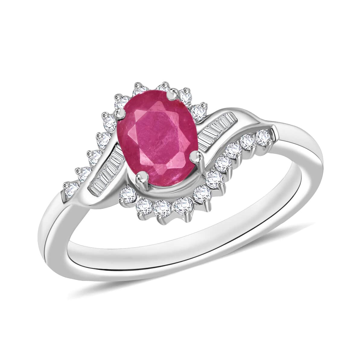 Luxoro Premium Mozambique Ruby and G-H I1 Diamond 1.25 ctw Ring in 14K White Gold (Size 10.0) image number 0