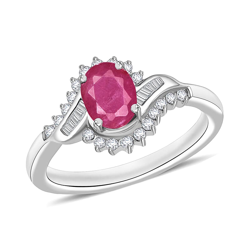 Luxoro Premium Mozambique Ruby and G-H I1 Diamond 1.25 ctw Ring in 14K White Gold (Size 10.0) 4.6 Grams