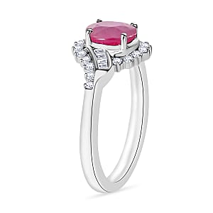 Luxoro Premium Mozambique Ruby and G-H I1 Diamond 1.25 ctw Ring in 14K White Gold (Size 10.0) (Del. in 10-12 Days)