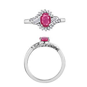 Luxoro Premium Mozambique Ruby and G-H I1 Diamond 1.25 ctw Ring in 14K White Gold (Size 10.0) (Del. in 10-12 Days)