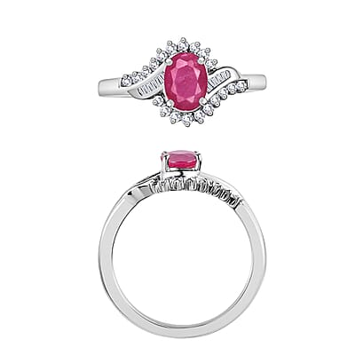 Luxoro Premium Mozambique Ruby and G-H I1 Diamond 1.25 ctw Ring in 14K White Gold (Size 10.0) 4.6 Grams