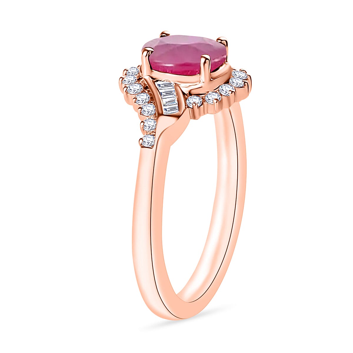 Luxoro Premium Mozambique Ruby and G-H I1 Diamond 1.25 ctw Ring in 14K Rose Gold (Size 4.0) (Del. in 10-12 Days) image number 2