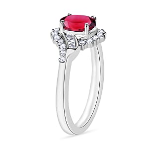 Luxoro Premium Ouro Fino Rubellite and G-H I1 Diamond 1.10 ctw Ring in 14K White Gold (Size 10.0) (Del. in 10-12 Days)