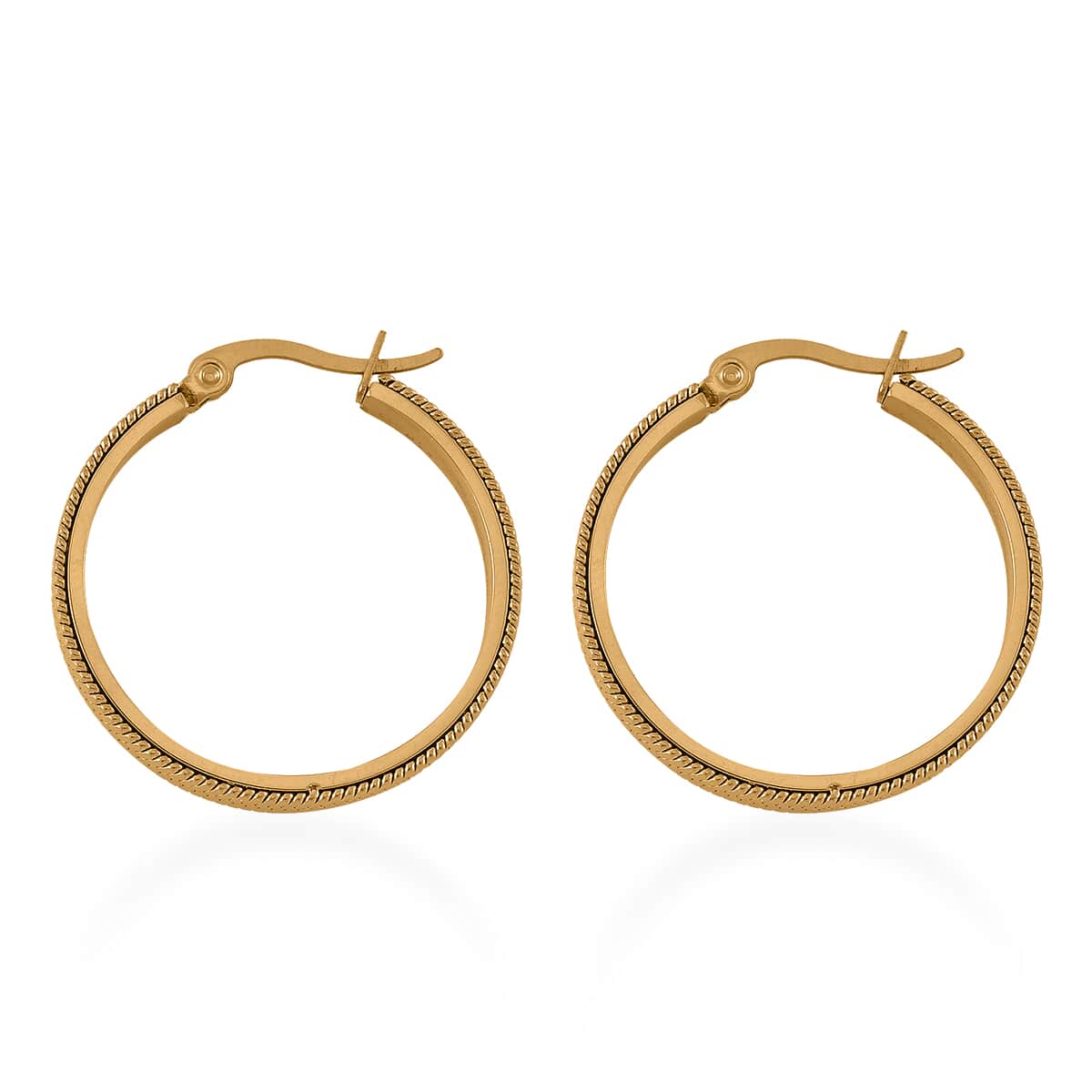 Snake Chain Hoop Earrings in ION Plated YG Stainless Steel image number 3