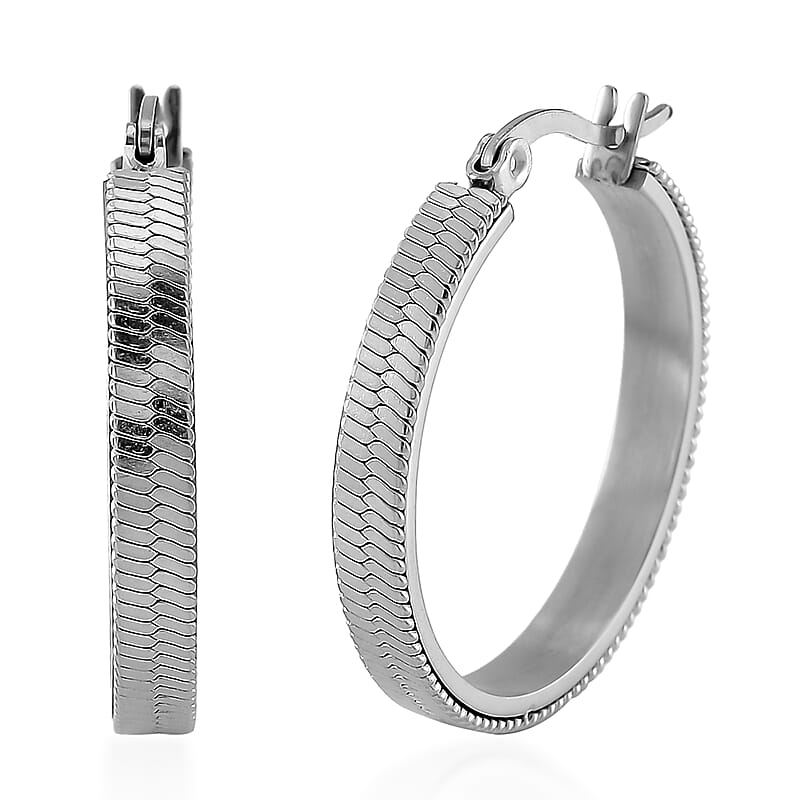 Snake Chain Hoop Earrings in Stainless Steel