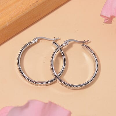 Snake Chain Hoop Earrings in Stainless Steel