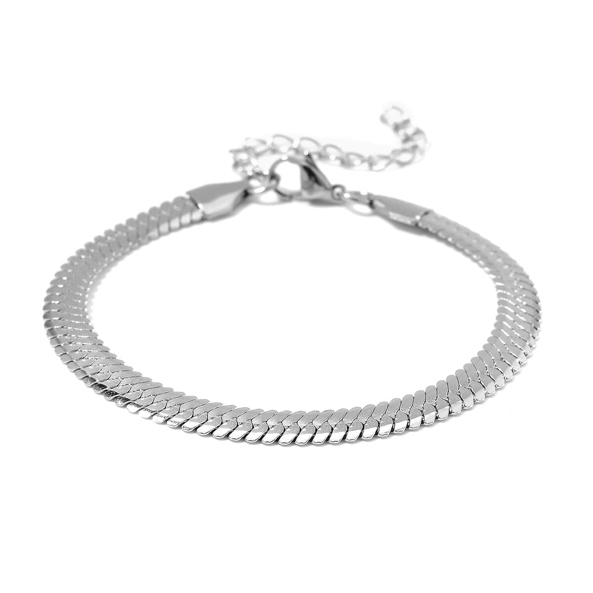 Snake Chain Bracelet in Stainless Steel (7-9In) image number 2