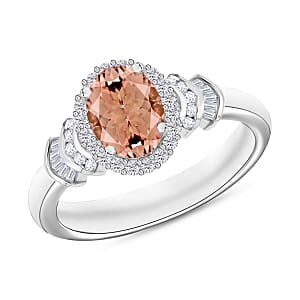 Rhapsody AAAA Pink Morganite and E-F VS2 Diamond 1.66 ctw Ring in 950 Platinum (Size 10.0) 5 Grams