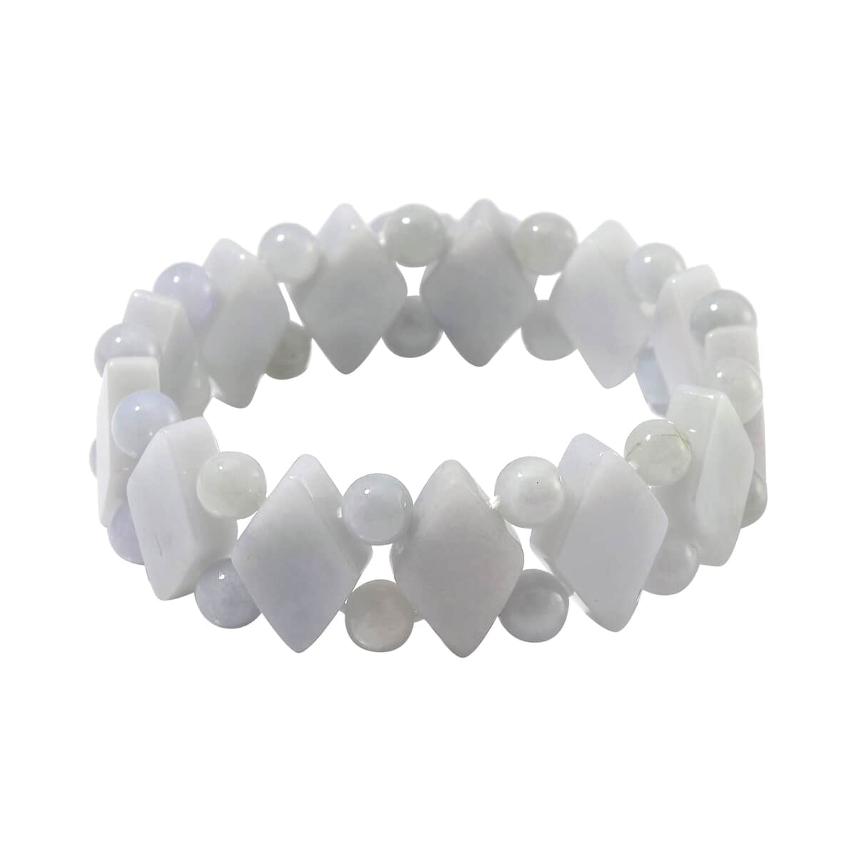 Natural Jade 300.00 ctw Beaded Stretch Bracelet with Butterfly Charm image number 4