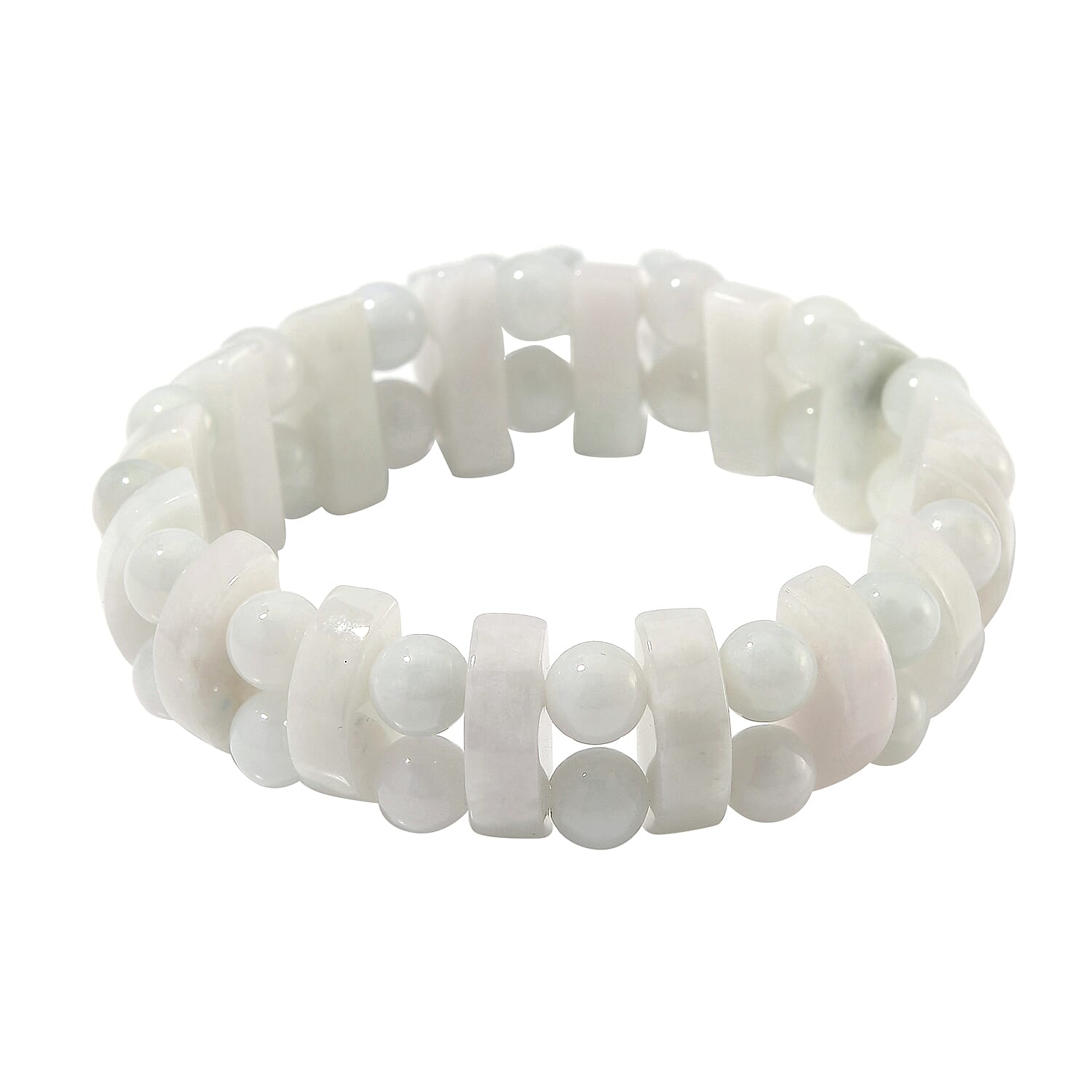 Natural Jade 300.00 ctw Beaded Stretch Bracelet with Elephant Charm