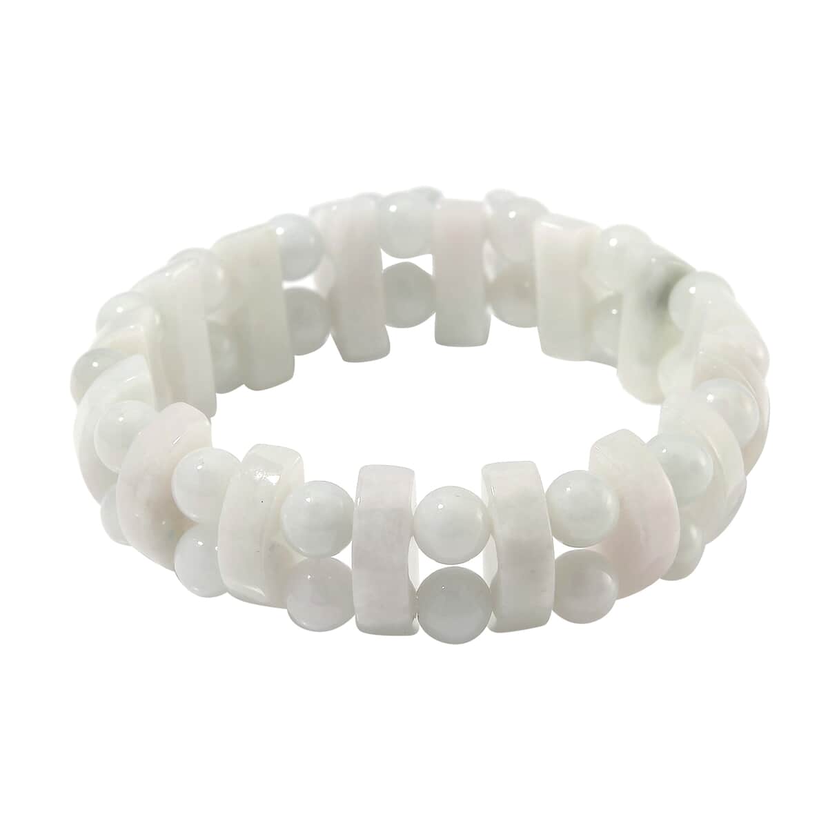 Natural Jade 300.00 ctw Beaded Stretch Bracelet with Elephant Charm image number 4