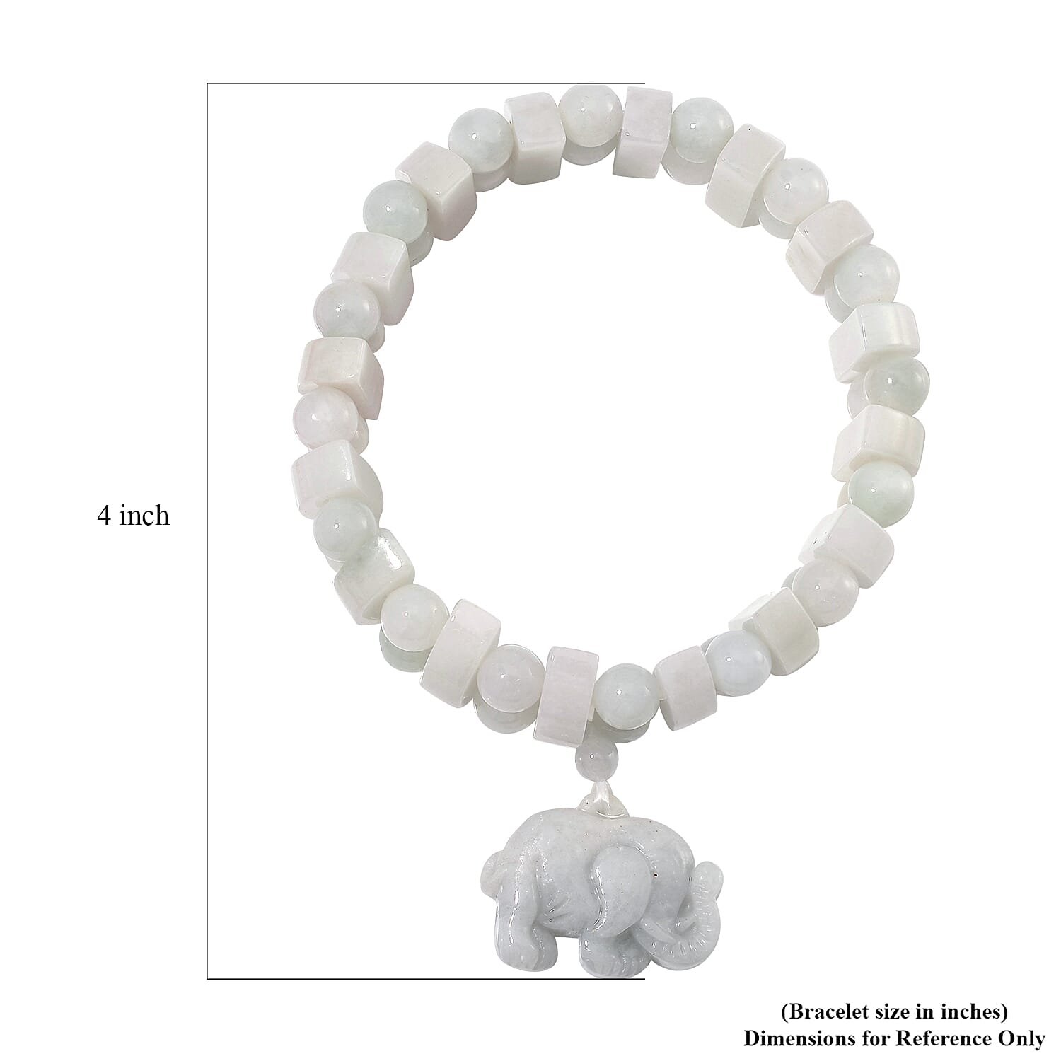 Natural Jade 300.00 ctw Beaded Stretch Bracelet with Elephant Charm