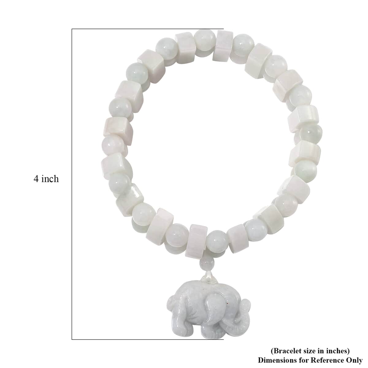 Natural Jade 300.00 ctw Beaded Stretch Bracelet with Elephant Charm image number 6