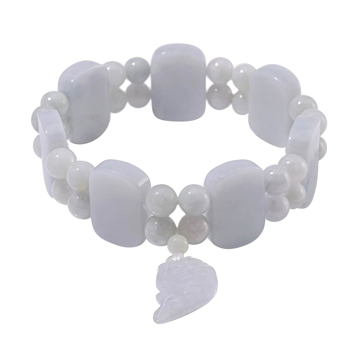 Natural Jade 300.00 ctw Beaded Stretch Bracelet with Fish Charm image number 0