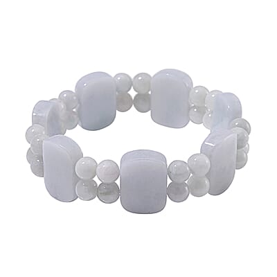 Natural Jade 300.00 ctw Beaded Stretch Bracelet with Fish Charm