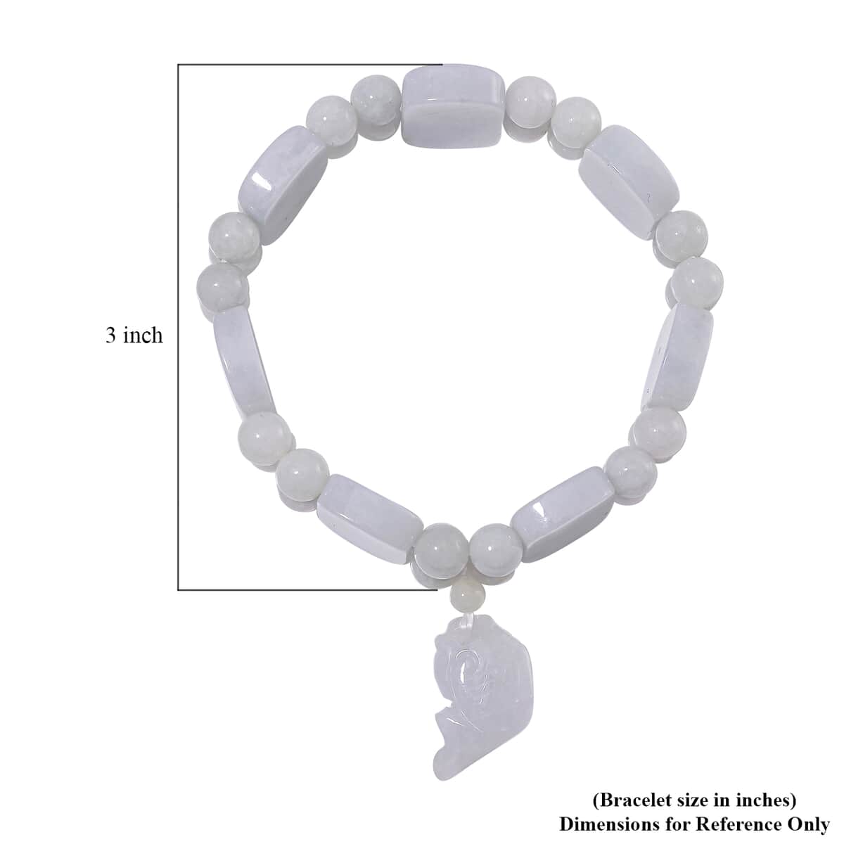 Natural Jade 300.00 ctw Beaded Stretch Bracelet with Fish Charm image number 5