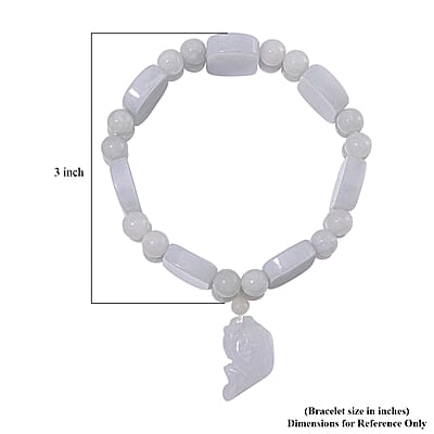 Natural Jade 300.00 ctw Beaded Stretch Bracelet with Fish Charm