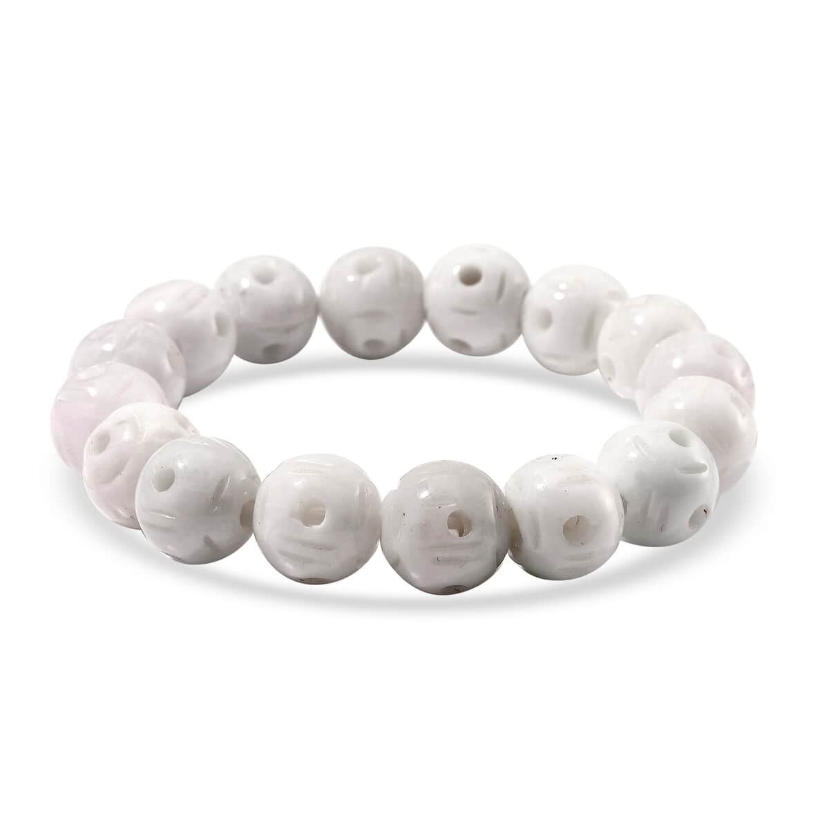 Natural Jade 240.00 ctw Carved Beaded Stretch Bracelet image number 0