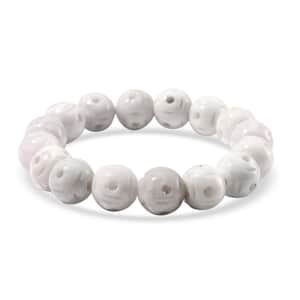 Natural Jade 240.00 ctw Carved Beaded Stretch Bracelet