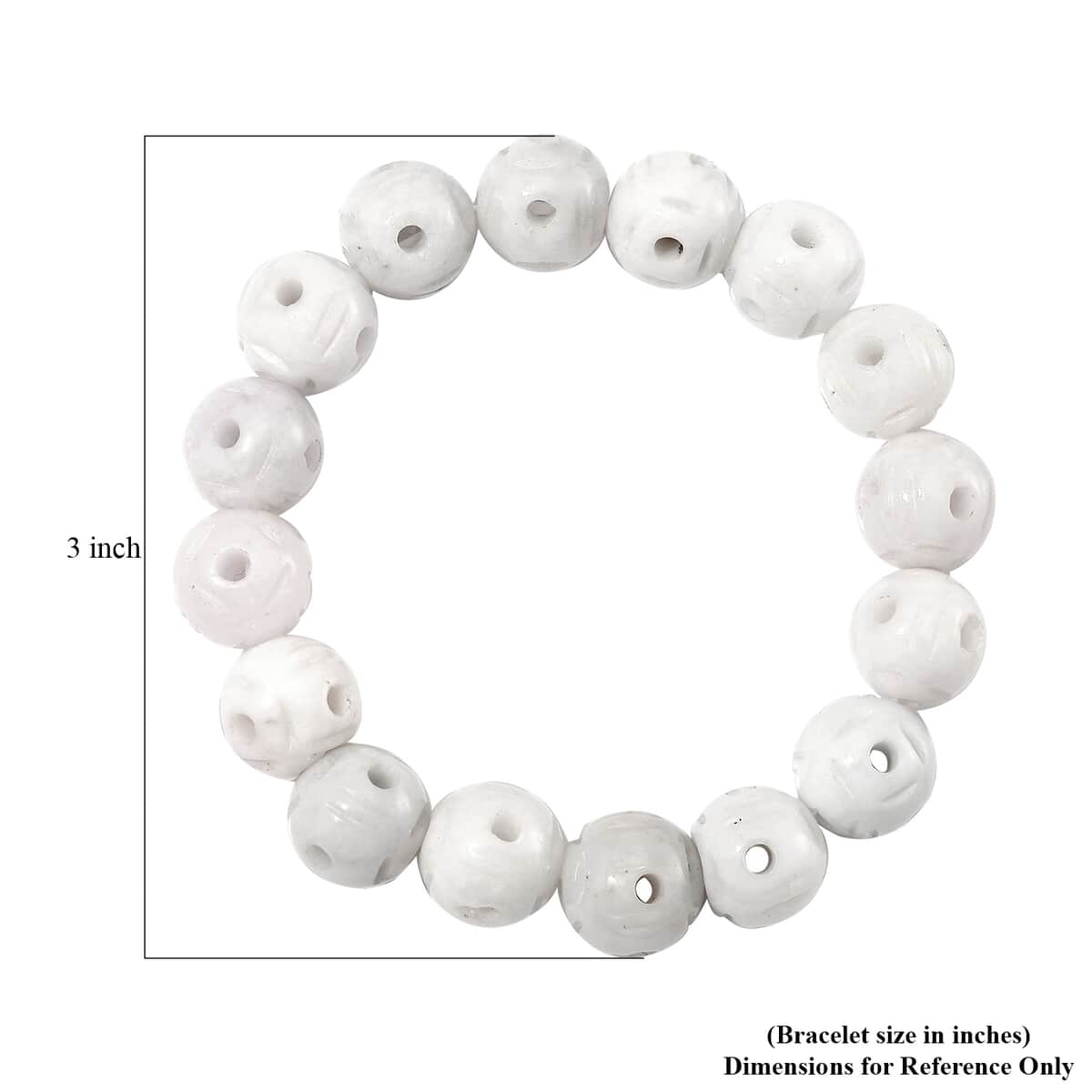 Natural Jade 240.00 ctw Carved Beaded Stretch Bracelet image number 3