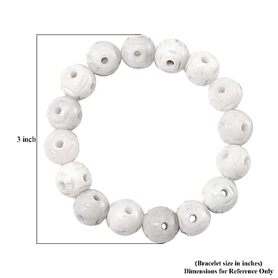 Natural Jade 240.00 ctw Carved Beaded Stretch Bracelet