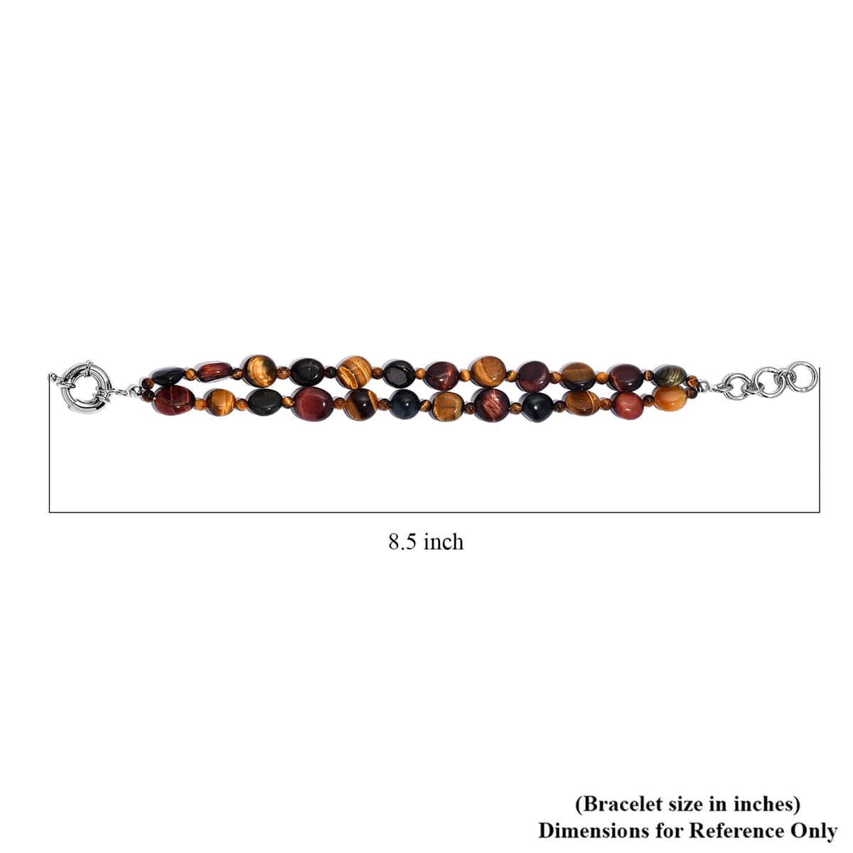 Karis Red Tiger Eye and Tigers Eye 252.00 ctw 2 Row Bracelet in Platinum Bond (7.25 In) image number 4