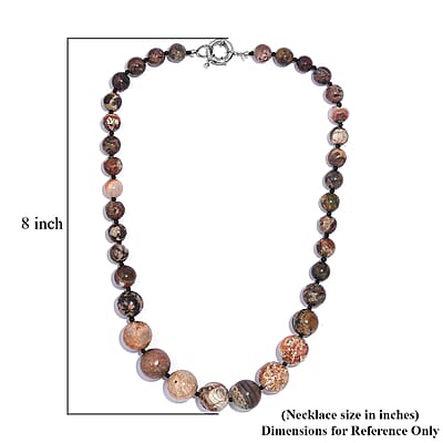 Picture Jasper and Thai Black Spinel 461.00 ctw Beaded Necklace in Platinum Bond 20 Inches