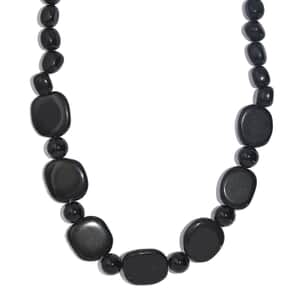 Black Agate 415.00 ctw Necklace in Platinum Bond 20 Inches