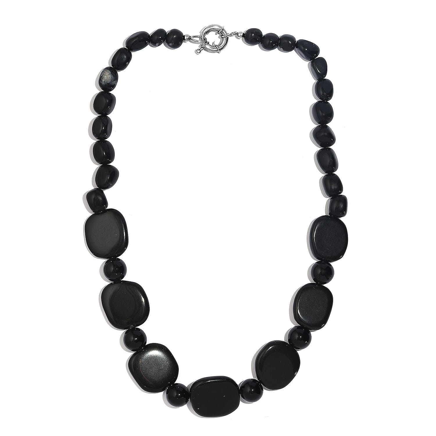 Black Agate 415.00 ctw Necklace in Platinum Bond 20 Inches