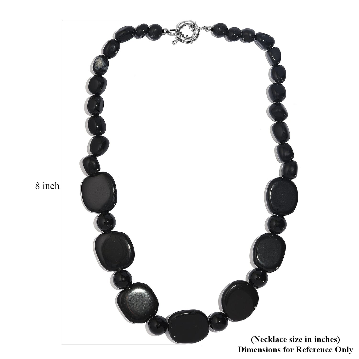 Black Agate 415.00 ctw Necklace in Platinum Bond 20 Inches