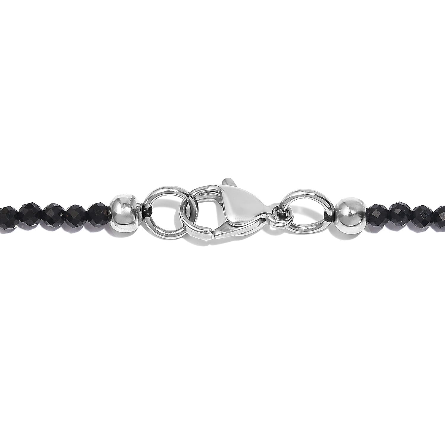 Malagasy Labradorite and Thai Black Spinel 68.00 ctw Beaded Necklace in Stainless Steel 20 Inches