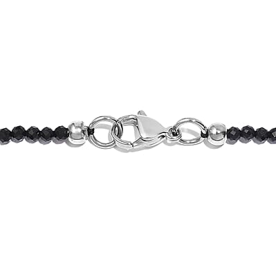 Malagasy Labradorite and Thai Black Spinel 68.00 ctw Beaded Necklace in Stainless Steel 20 Inches