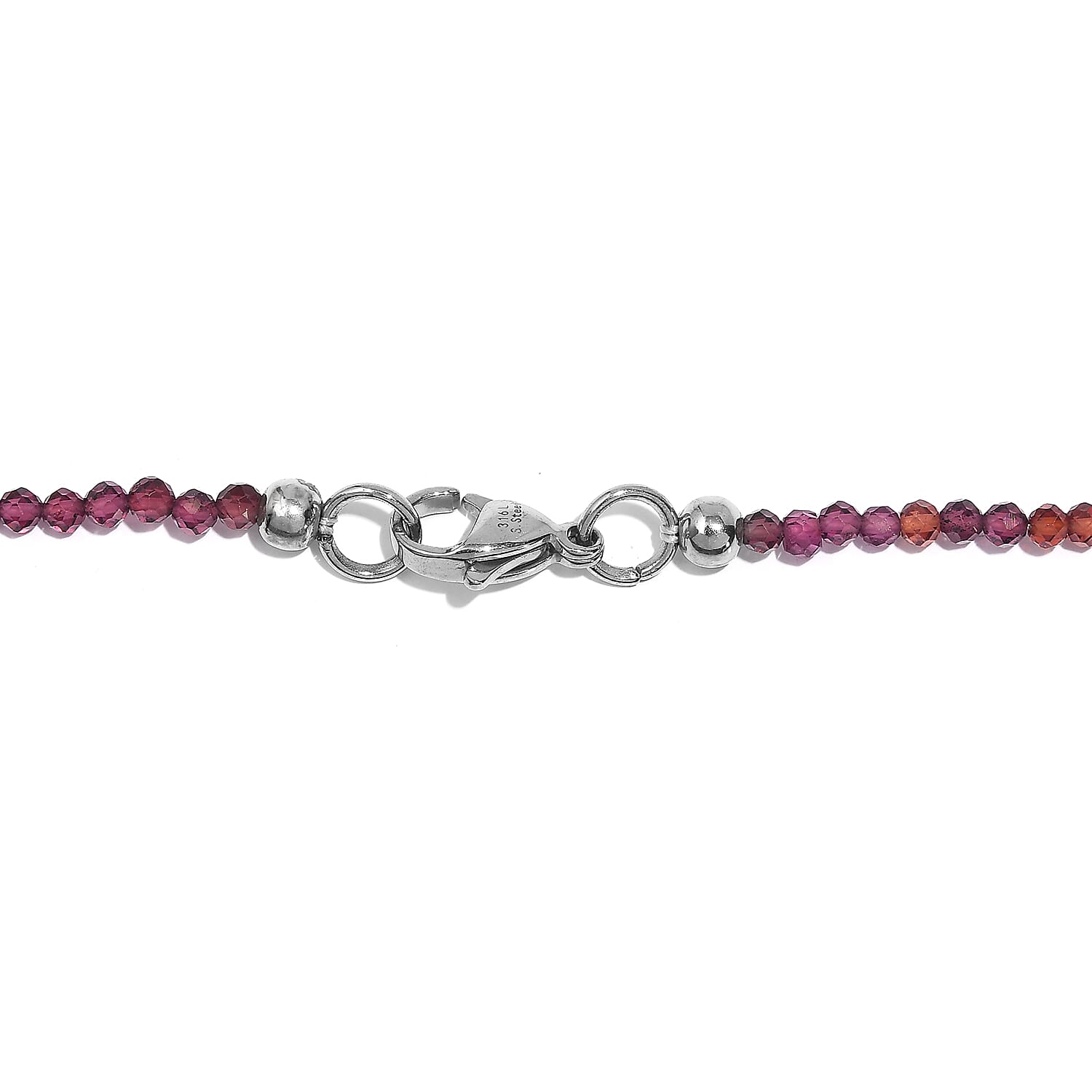 Gold Sandstone and Rhodolite Garnet 140.00 ctw Beaded Necklace in Stainless Steel 20 Inches