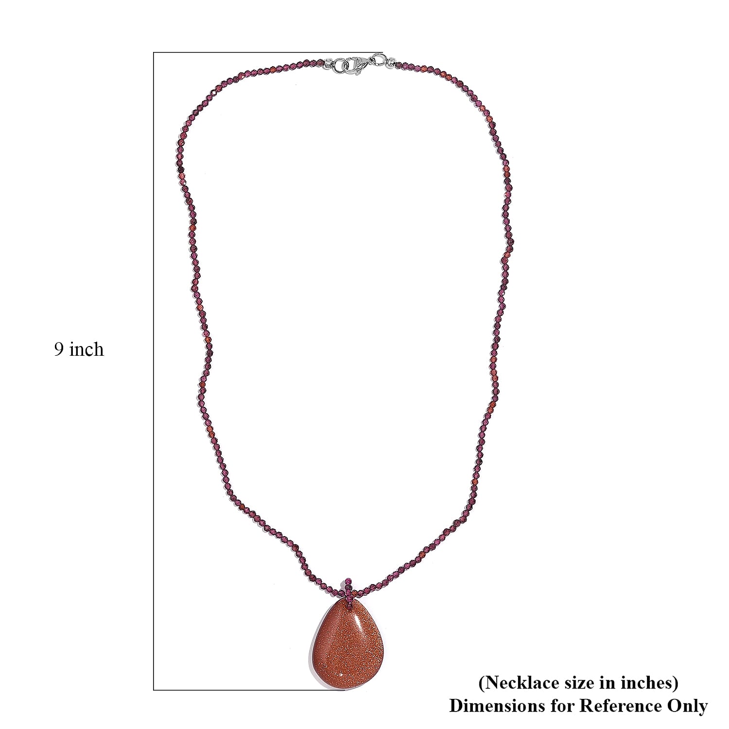 Gold Sandstone and Rhodolite Garnet 140.00 ctw Beaded Necklace in Stainless Steel 20 Inches
