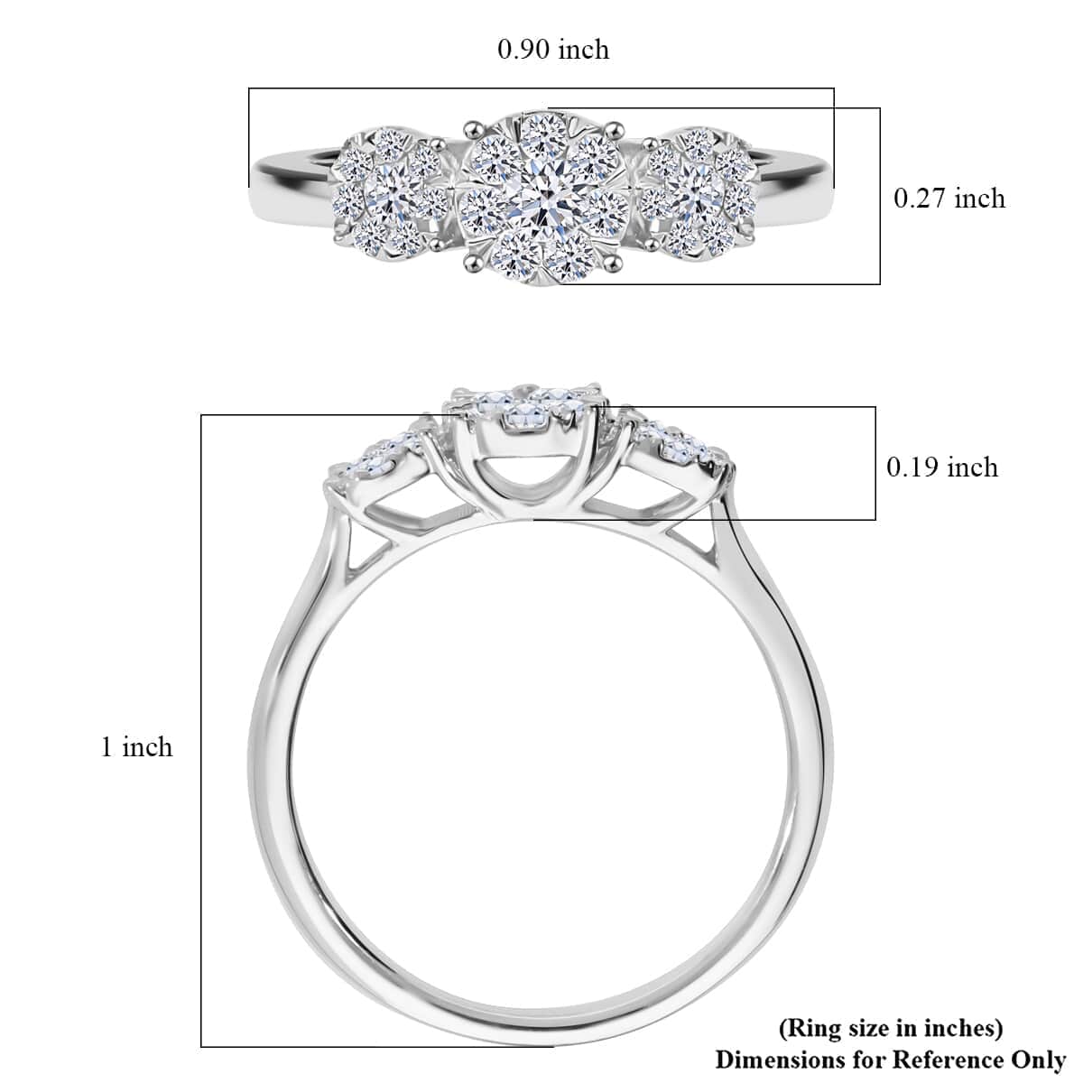 Luxuriant Lab Grown Diamond G-H SI 0.50 ctw Ring in Platinum Over Sterling Silver (Size 10.0)  image number 5