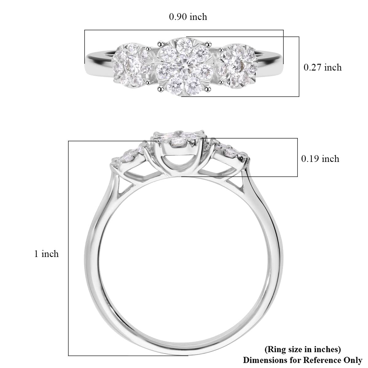 Luxuriant Lab Grown Diamond G-H SI 0.50 ctw Ring in Platinum Over Sterling Silver (Size 8.0)  image number 5