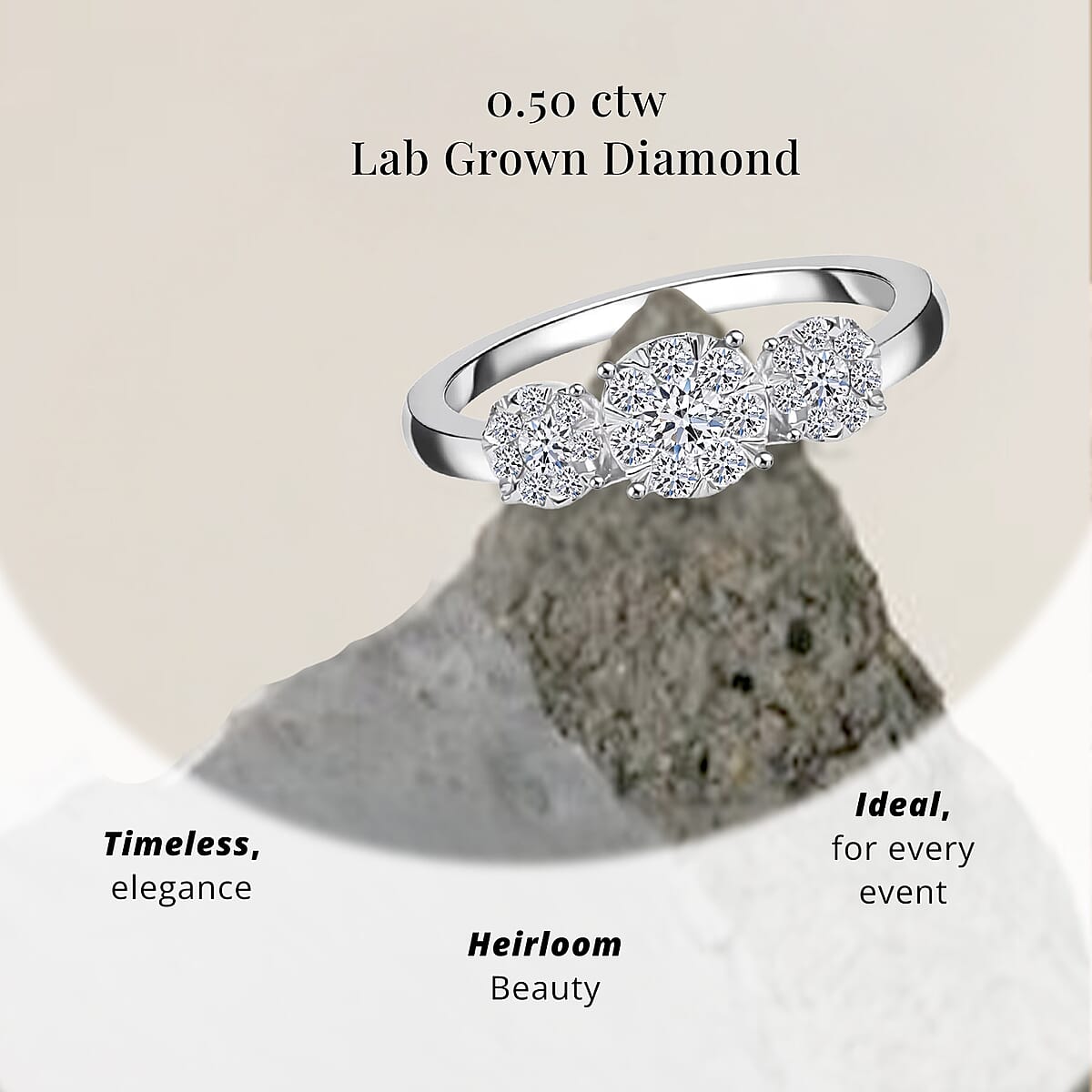 Luxuriant Lab Grown Diamond G-H SI 0.50 ctw Ring in Platinum Over Sterling Silver (Size 9.0)  image number 4