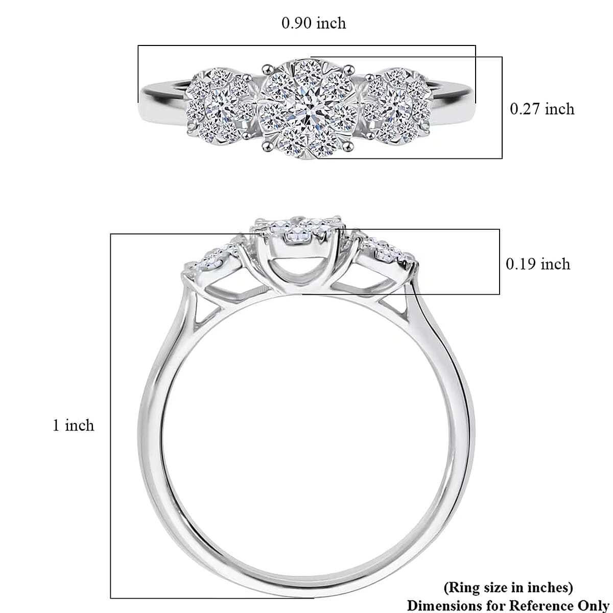 Luxuriant Lab Grown Diamond G-H SI 0.50 ctw Ring in Platinum Over Sterling Silver (Size 9.0)  image number 7