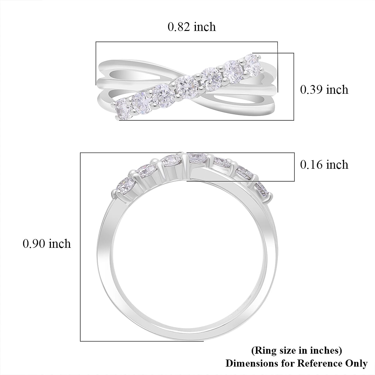 Luxuriant Lab Grown Diamond G-H SI 0.50 ctw Ring in Platinum Over Sterling Silver (Size 10.0)