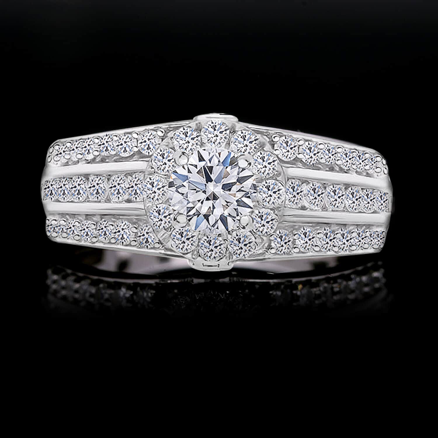 Luxuriant Lab Grown Diamond G-H SI 1.50 ctw Ring in Platinum Over Sterling Silver (Size 10.0) 