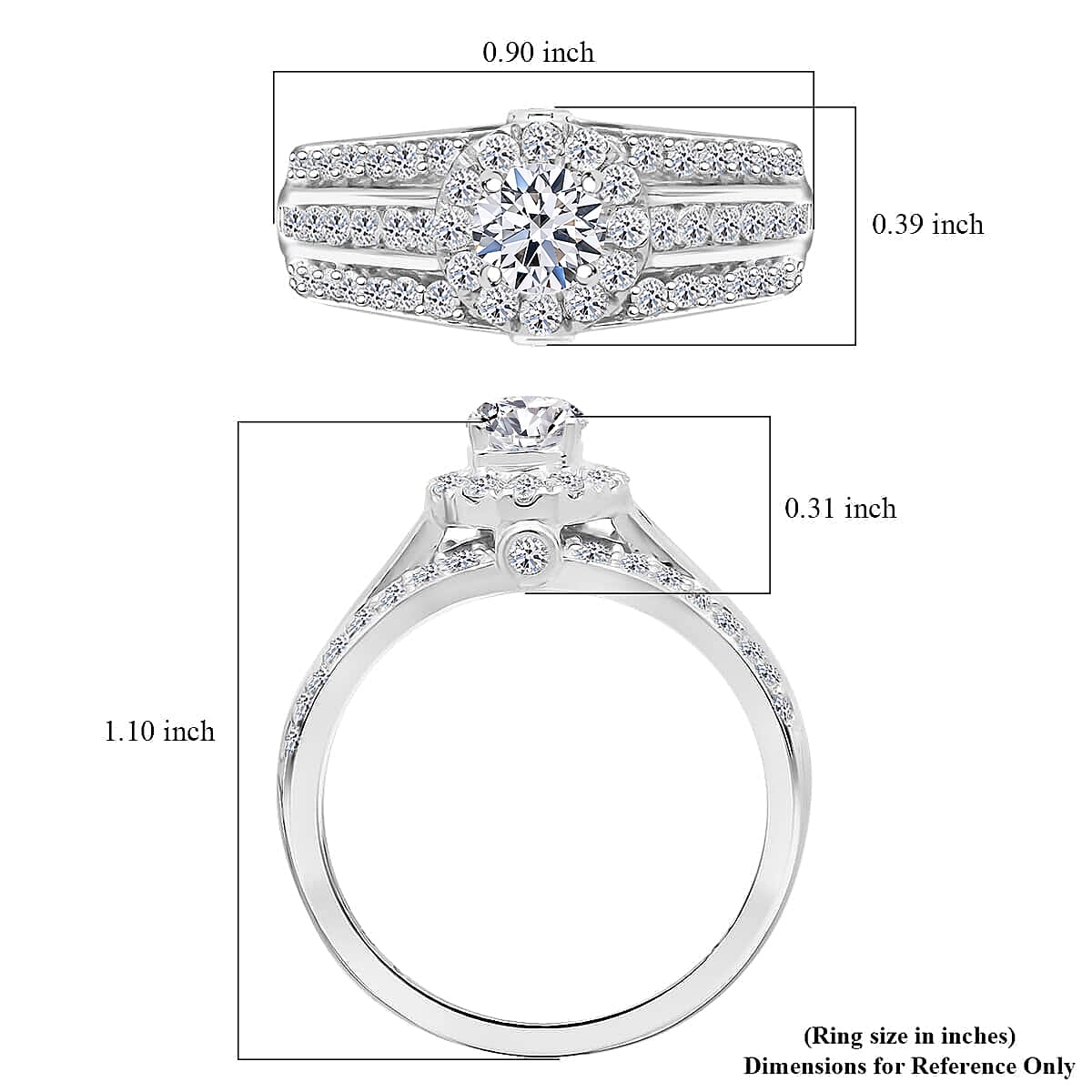 Luxuriant Lab Grown Diamond G-H SI 1.50 ctw Ring in Platinum Over Sterling Silver (Size 10.0) 