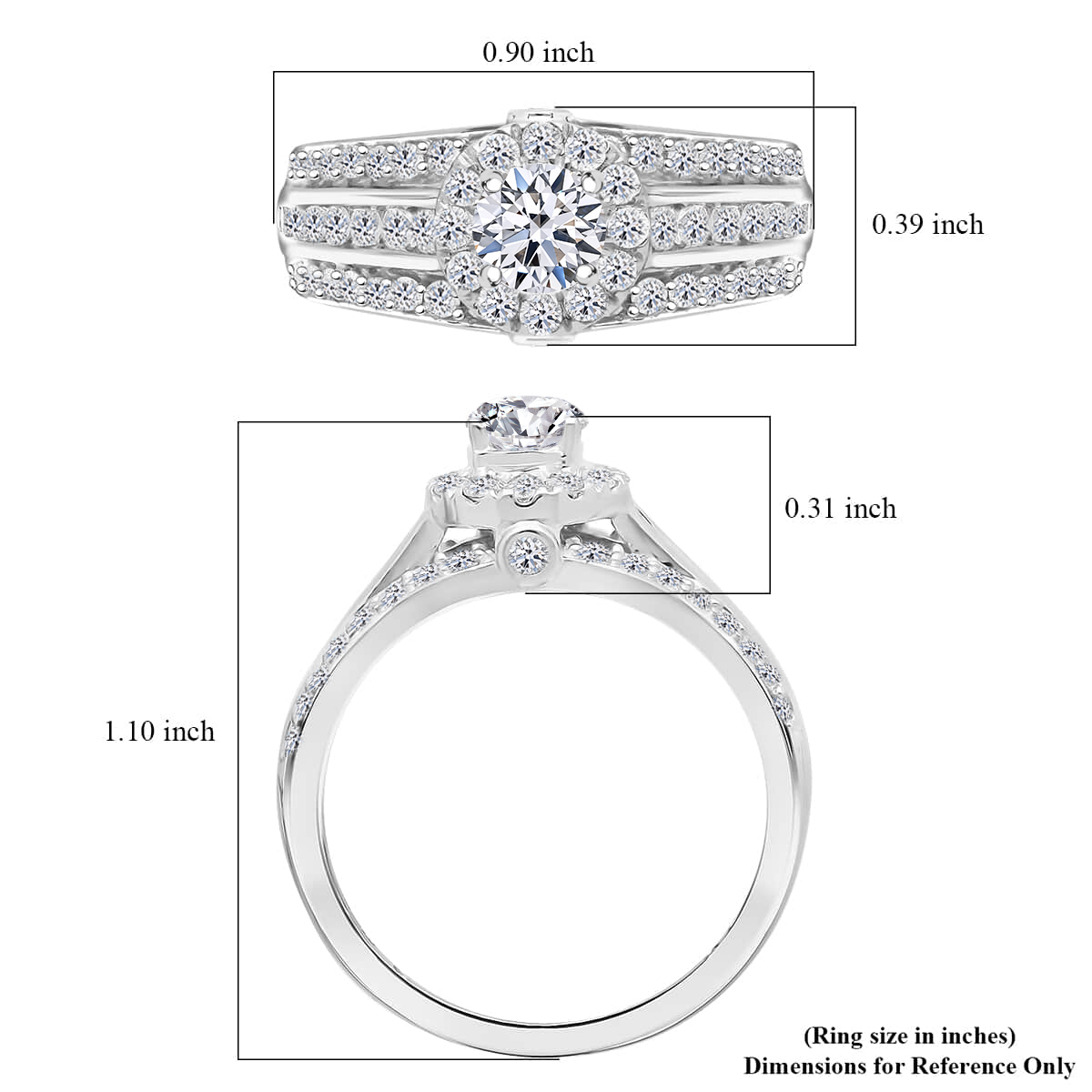 Luxuriant Lab Grown Diamond G-H SI 1.50 ctw Ring in Platinum Over Sterling Silver (Size 6.0) 