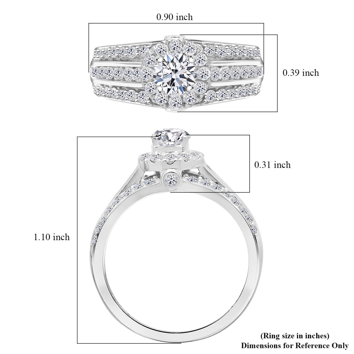 Luxuriant Lab Grown Diamond G-H SI 1.50 ctw Ring in Platinum Over Sterling Silver (Size 9.0)  image number 5