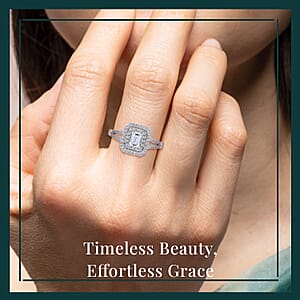 Lab Grown Diamond G-H SI 1.00 ctw Split Shank Ring in Platinum Over Sterling Silver (Size 10.0)