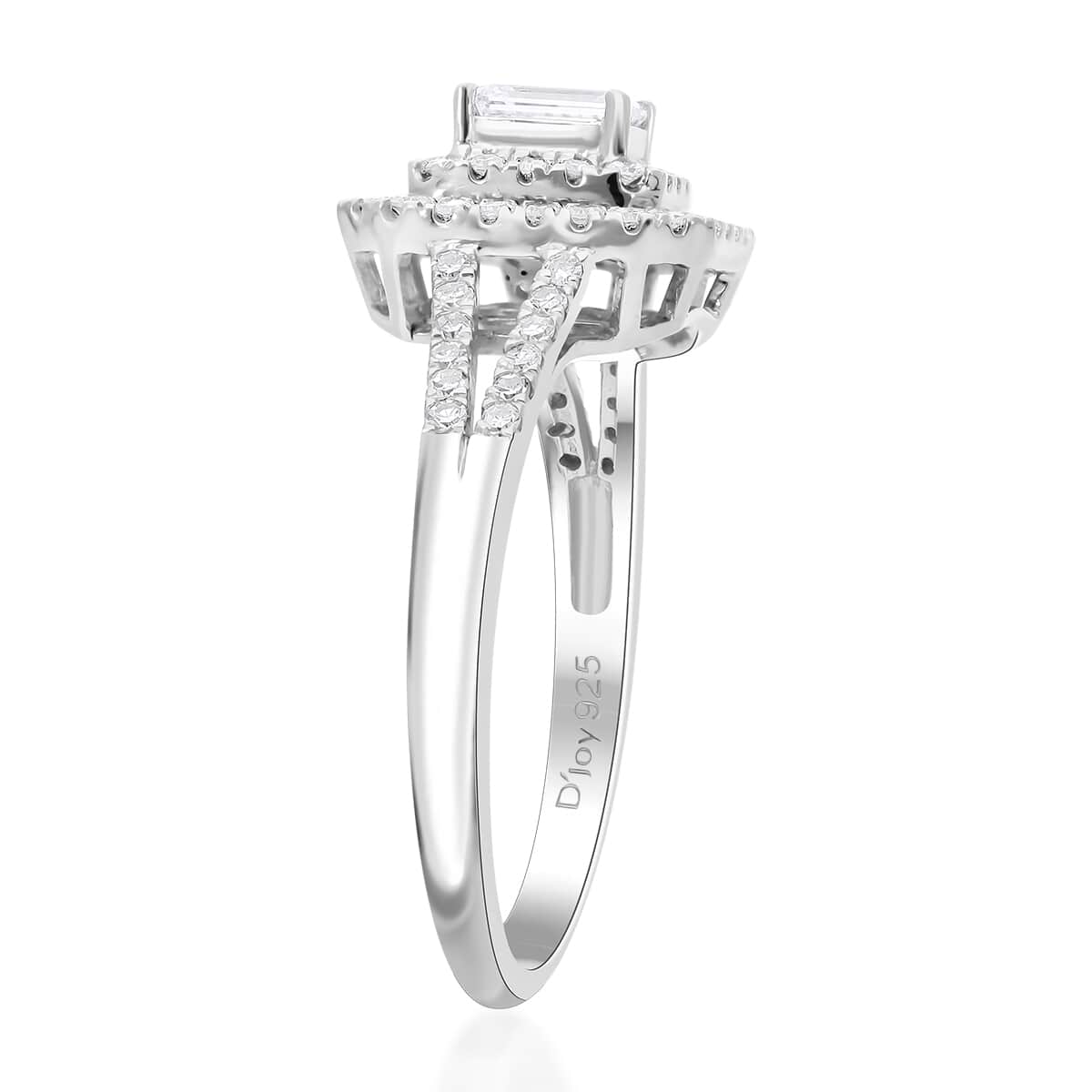 Luxuriant Lab Grown Diamond G-H SI 1.00 ctw Split Shank Ring in Platinum Over Sterling Silver (Size 10.0) image number 3